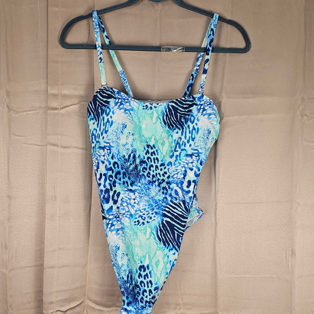 NWT Venus Womens Blue Green Animal Print One Piece Swimsuit‎ 12